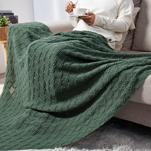 lifein Green Throw Blanket for Couch-Soft Knitted Farmhouse Boho Throw,Cozy Knit Small Lightweight Blankets&Throws with Tassel for Bed,Chair,Sofa,Living Room,Home Decor,Woman,Spring(Green,50 * 60in)