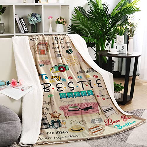 Best Friend Birthday Gifts for Women, Friendship Gifts for Women Friends, Best Friend, Best Friend Blanket 50 x 60, Soft Sherpa Throw Blanket Gifts for Women Sister Girls BFF