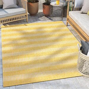well woven medusa stria 7’10” x 9’10” yellow stripes indoor/outdoor flat-weave area rug