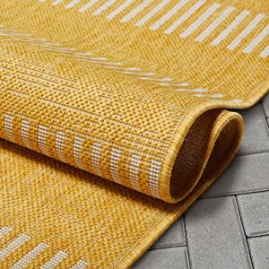 Well Woven Medusa Stria 7'10" x 9'10" Yellow Stripes Indoor/Outdoor Flat-Weave Area Rug