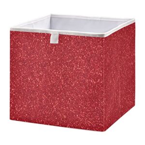 xigua red glitter texture storage basket storage bin organizer basket, foldable rectangular storage box for home office, 16 x 11 x 7 inch