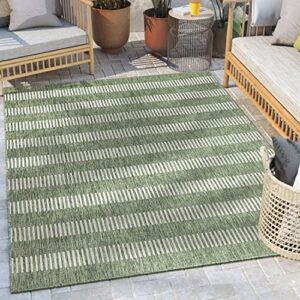 well woven medusa stria 5’3″ x 7’3″ green stripes indoor/outdoor flat-weave area rug