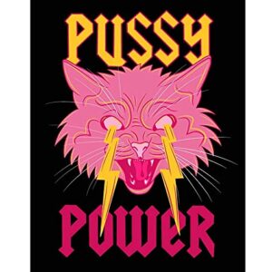 Pink Aesthetic Poster Preppy Room Decor, Cat Canvas Wall Art, Female Power Art Painting, Lightning Art Print for Teen Girls Bedroom College Dorm Room Decor, Girls Trend Wall Decor--12” x 16” Unframed