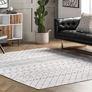 nuloom moroccan blythe machine washable area rug, 8′ square, grey