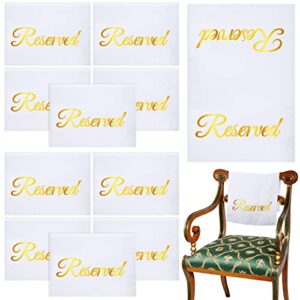 10 pack reserved seating signs reserved chair signs church pew reserved signs reserved cloths placeholder for wedding, meeting or event, 11.81 x 17.72 inches (white)