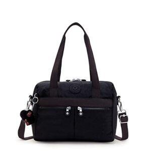 Kipling womens Women's Klara Handbag, Organize Accessories, Removable Shoulder Strap, Dual Carry Handles, Crinkle Handbag, Black Tonal, 12.25 L x 8.5 H 6 D US