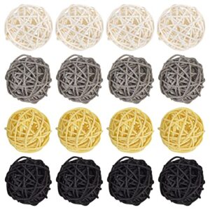 framendino, 24 pack 2 inch wicker rattan balls decorative for home decor diy vase bowl filler black grey yellow white