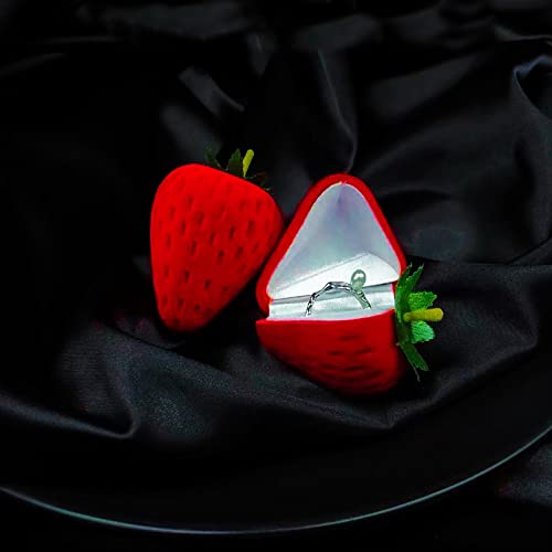 Strawberry Ring Box Strawberry Shaped Velvet Ring Jewelry Storage Box Gift Box,Ring Earrings Jewelry Counter Display Props