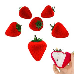 Strawberry Ring Box Strawberry Shaped Velvet Ring Jewelry Storage Box Gift Box,Ring Earrings Jewelry Counter Display Props