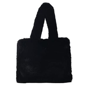 large fluffy tote bag for women plush handbag tote purse furry hobo bag soft plush bag for autumn winter