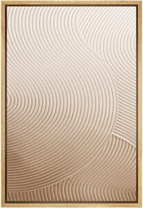 signwin framed canvas print wall art pastel brown geometric wave landscape abstract shapes illustrations minimal decorative nordic zen bohemian chic for living room, bedroom, office – 16″x24″ natural