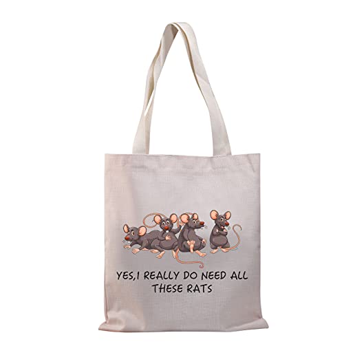 BDPWSS Rat Tote Bag For Rat Keeper Lover Gift Cute Rat Mom Gift Yes I Really Do Need All These Rats Canvas Handbag (Do need rats TG)