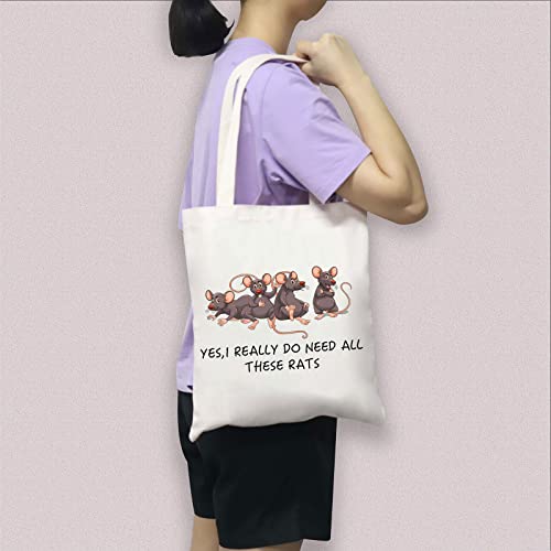 BDPWSS Rat Tote Bag For Rat Keeper Lover Gift Cute Rat Mom Gift Yes I Really Do Need All These Rats Canvas Handbag (Do need rats TG)