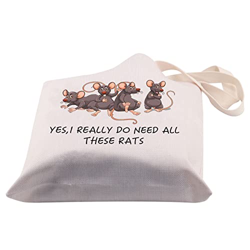 BDPWSS Rat Tote Bag For Rat Keeper Lover Gift Cute Rat Mom Gift Yes I Really Do Need All These Rats Canvas Handbag (Do need rats TG)