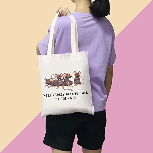 BDPWSS Rat Tote Bag For Rat Keeper Lover Gift Cute Rat Mom Gift Yes I Really Do Need All These Rats Canvas Handbag (Do need rats TG)