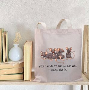 BDPWSS Rat Tote Bag For Rat Keeper Lover Gift Cute Rat Mom Gift Yes I Really Do Need All These Rats Canvas Handbag (Do need rats TG)