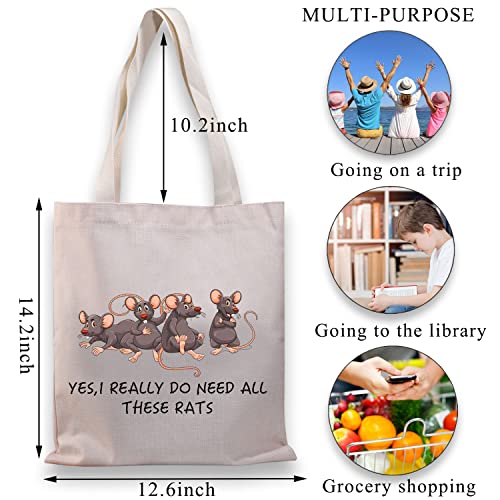 BDPWSS Rat Tote Bag For Rat Keeper Lover Gift Cute Rat Mom Gift Yes I Really Do Need All These Rats Canvas Handbag (Do need rats TG)