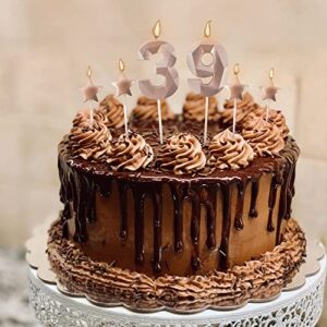 Rose Gold Number 1 Birthday Candles and Star Birthday Candles 2.76 inch Birthday Cake Candles 3D Diamond Shaped Candles are Suitable for Birthday Parties and Anniversary Cake Decorations Candles