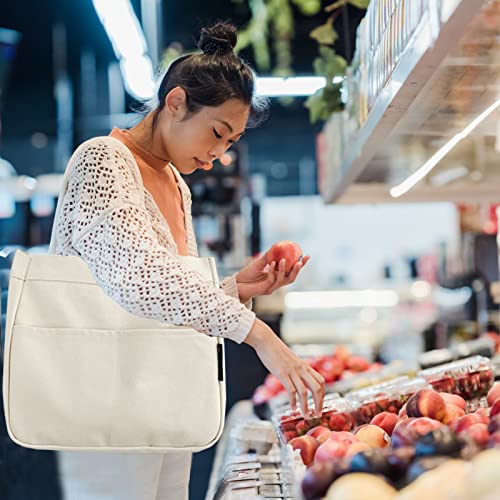 Tote Bags for Women & Canvas Shoulder Bag, Crossbody Bag with Magnetic Button & Zipper, Hand Bags & Large Tote Bag Aesthetic, White