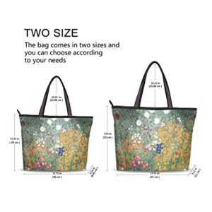 Tote Bag for Women Gustav Klimt Flower Garden Handbag Top Handle Shoulder Bag