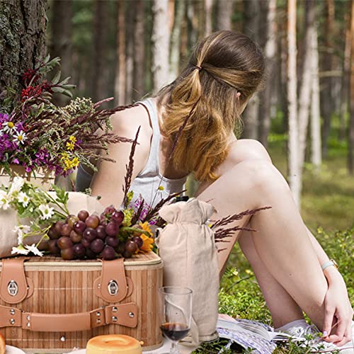 Picnic Basket for 2 with Waterproof Blanket and Insulated Wine Pouch 18Pcs Picnic Basket Set Hamper with Full Cutlery Kit for Two, Family,Couple,Camping,Outdoor,Valentine Day,Wedding Gift, Birthday