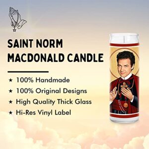 Norm Celebrity Prayer Candle - Comedian Funny Saint Candle - 8 inch Glass Prayer Pop Culture Votive - 100% Handmade in USA - Funny Celeb Novelty Actor TV Show Movie Gift