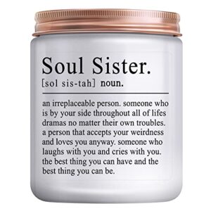 sister gifts from sister, funny women gifts for sister in law christmas&thanksgiving mothers day birthday gift for soul sister mom bff boss colleague friend present lemongrass sage candle