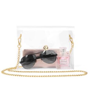 lhmtqvk clear purse for women clear crossbody bag stadium approved transparent bags for concerts sports event party (golden)