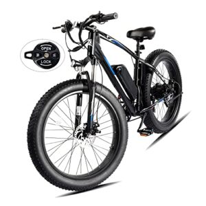 pexmor electric bike for adult, 26″ fat tire electric mountain bike 500w ebike 48v 13ah removable battery, 20mph adult electric bicycle lockable suspension fork, beach snow e-bike shimano 7 speed