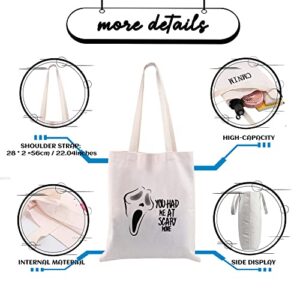 CMNIM Funny Horror Movies Tote Bag You Had Me At Scary Movie Ghost Face Gift for Scream Horror Thriller Movie Fans Storage Bag (Scream Horror Tote Bag)