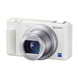 Sony ZV-1 Compact 4K HD Digital Camera for Content Creators (White) Bundle with Sony Accessory Kit, Memory Card Reader, Camera Bag with Cleaning Kit, and Photo Software (5 Items)