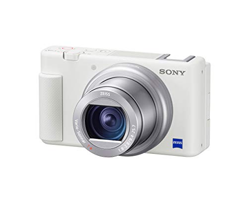 Sony ZV-1 Compact 4K HD Digital Camera for Content Creators (White) Bundle with Sony Accessory Kit, Memory Card Reader, Camera Bag with Cleaning Kit, and Photo Software (5 Items)