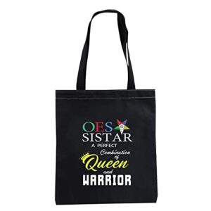 cmnim oes tote bag for women sorority sisterhood shoulder bag gifts for oes sistar is a perfect combination of queen and warrior (oes queen black tote bag)