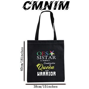 CMNIM OES Tote Bag for Women Sorority Sisterhood Shoulder Bag Gifts for OES Sistar Is A Perfect Combination Of Queen And Warrior (OES Queen Black Tote Bag)