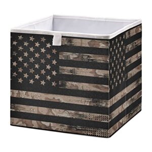 xigua american flag camouflage rectangle storage bin large collapsible storage basket toys clothes organizer box for shelf closet bedroom home office, 15.8 x 10.6 x 7 inch