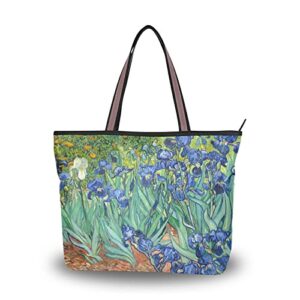 handbags for women van gogh irises tote bag top handle shoulder bag