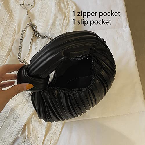 ELDA Knotted Clutch Crossbody Purse for Women Cloud Handbag Fashion Dumpling Bag Ruched Pouch Bag