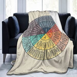 Wheel of Emotions Feelings Blankets Flannel Fleece Blanket Soft Lightweight Plush Christmas Throw Blankets for Women Men Kid Warm Cozy 80"x60" Microfiber Blankets for Couch