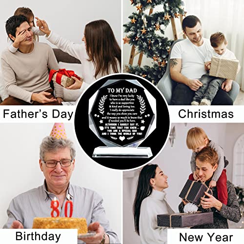 YWHL To My Dad Gifts from Daughter Son, Birthday Gifts for Dad Who Wants Nothing, Father's Day Gifts, Laser Engraving Glass Keepsake, Meaningful Present for Father on Thanksgiving Christmas