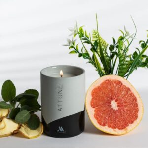 Marriott Attune Candle - Notes of Fuji Apple, Rose, and Cassis - Hand-Poured Soy Wax Blend in Gray Porcelain Jar