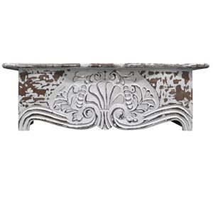the urban port 28-inch wooden floating wall shelf with engraved floral details