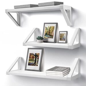 lixintray floating shelves wall-mounted 3-piece set for living room/bedroom/bathroom/kitchen/room storage and decorative steel wall-mounted shelf (white)
