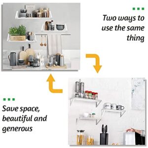 Lixintray Floating Shelves Wall-Mounted 3-Piece Set for Living Room/Bedroom/Bathroom/Kitchen/Room Storage and Decorative Steel Wall-Mounted Shelf (White)