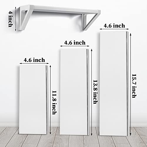 Lixintray Floating Shelves Wall-Mounted 3-Piece Set for Living Room/Bedroom/Bathroom/Kitchen/Room Storage and Decorative Steel Wall-Mounted Shelf (White)