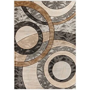mda home orelsi gray/cream contemporary polypropylene area rug – 5’2″ x 7’5″