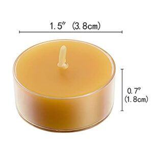 Natural Beeswax Tea Candles, DEYBBY Set of 30 Handmade Beeswax Candles, Clear Cup, Great for Home Decoration