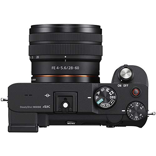 Sony a7C Mirrorless Full Frame Camera Alpha 7C Body with 28-60mm F4-5.6 Lens Kit Black ILCE7CL/B Bundle with Deco Gear Case + Extra Battery + Flash + Filters + Macro & Telephoto Lenses + Accessories