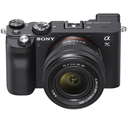 Sony a7C Mirrorless Full Frame Camera Alpha 7C Body with 28-60mm F4-5.6 Lens Kit Black ILCE7CL/B Bundle with Deco Gear Case + Extra Battery + Flash + Filters + Macro & Telephoto Lenses + Accessories