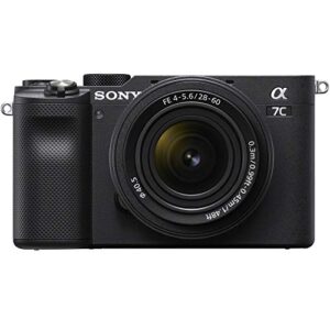 Sony a7C Mirrorless Full Frame Camera Alpha 7C Body with 28-60mm F4-5.6 Lens Kit Black ILCE7CL/B Bundle with Deco Gear Case + Extra Battery + Flash + Filters + Macro & Telephoto Lenses + Accessories