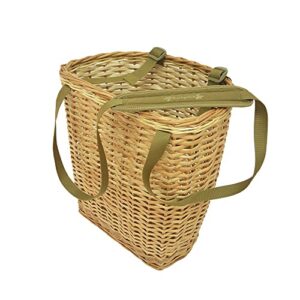 acropolis wicker forage basket – basket for mushroom picking – mushrooms bag – foraging bag with straps for forager – belt forage basket pouch for hiking, camping, hunting, x-large (rng-6)